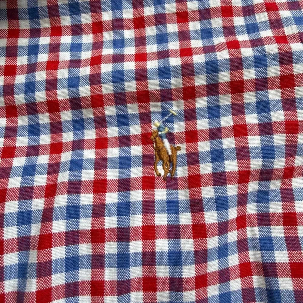 Ralph Lauren Mens XL Classic Fit Gingham Button Down Shirt Red White Blue Pony - Picture 6 of 9